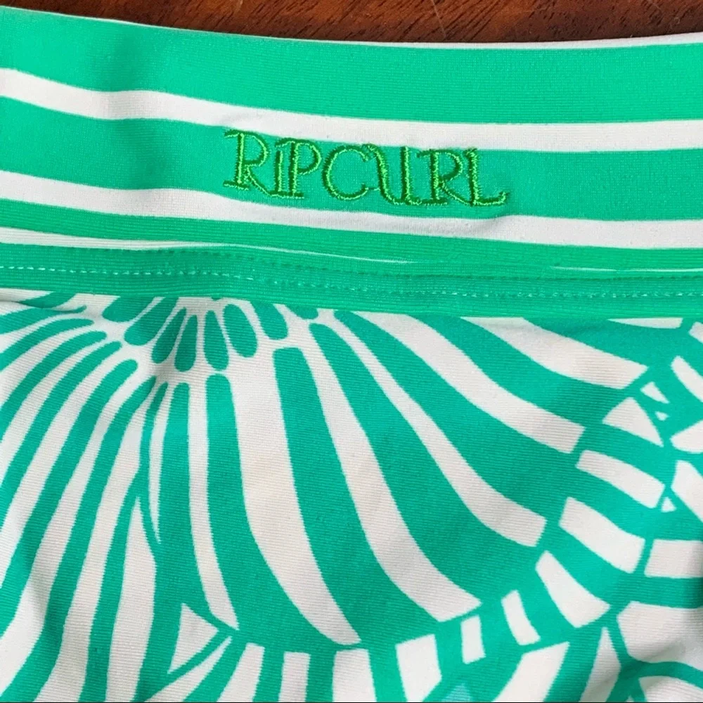 Rip Curl Striped Leaf Print Fold Down Bikini Bottoms